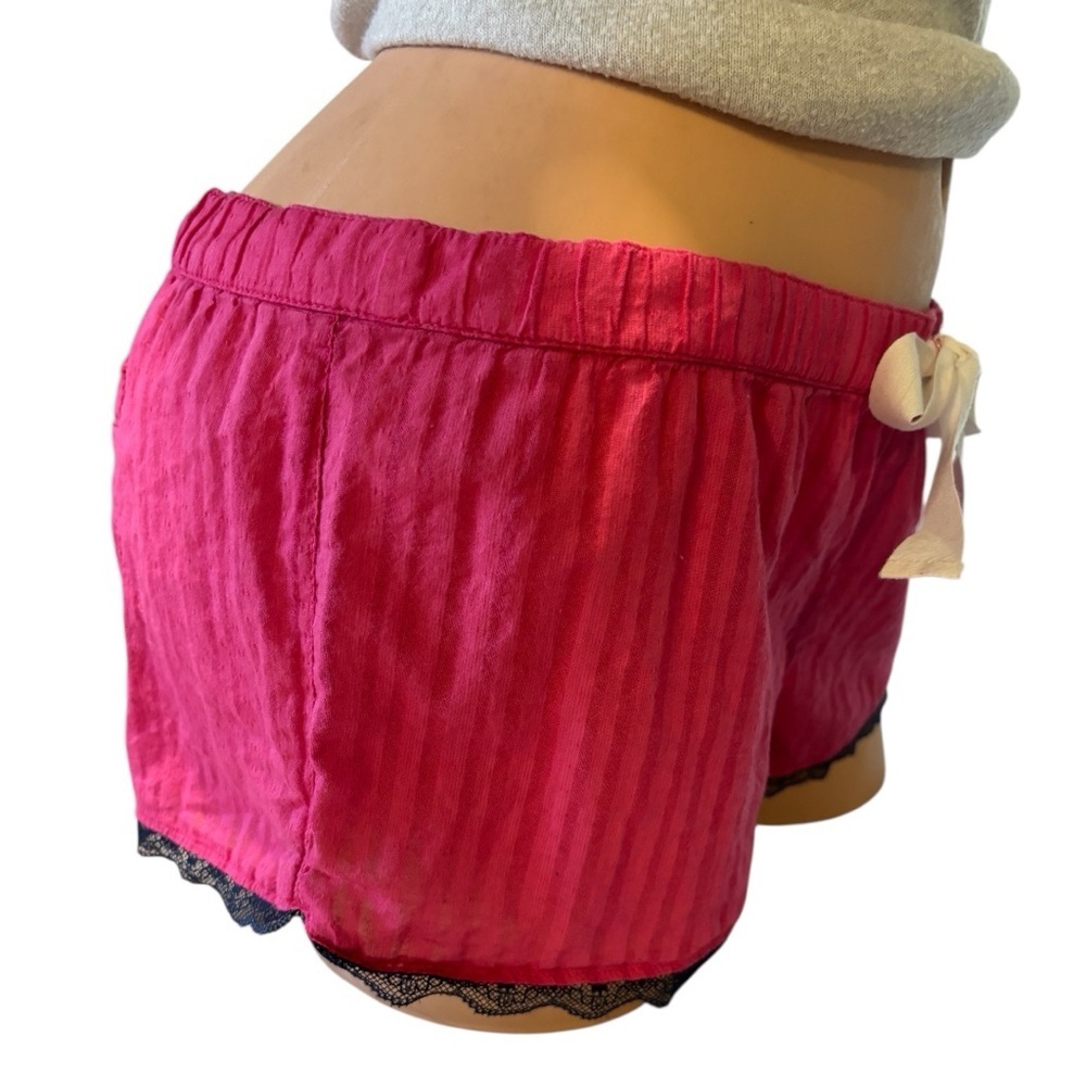Y2K vintage Abercrombie & Fitch pink Striped Shorts feminine boxer blue lace - Picture 3 of 10